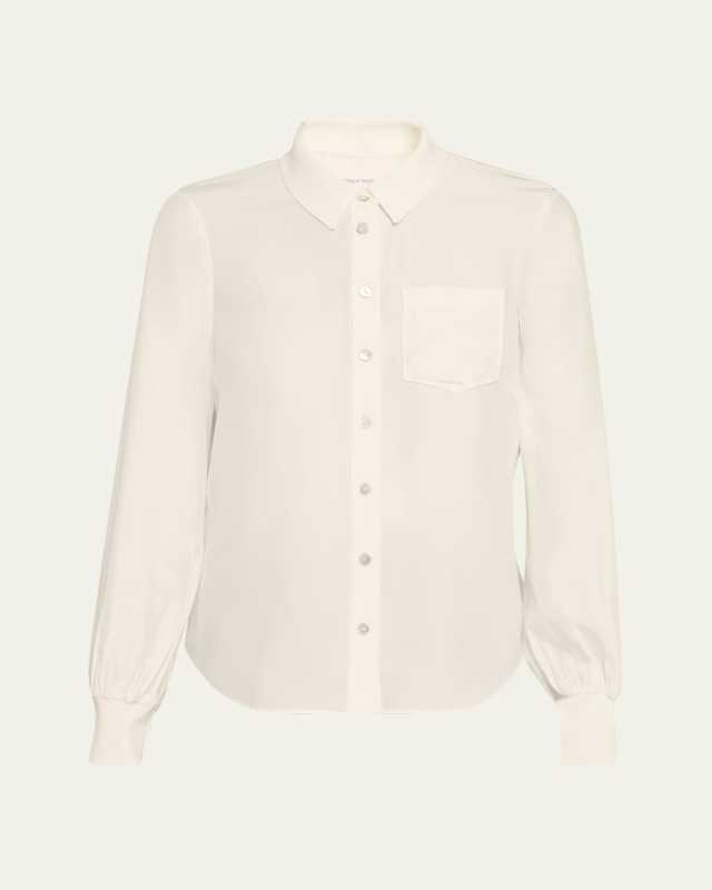 Karina Button-Front Silk Top